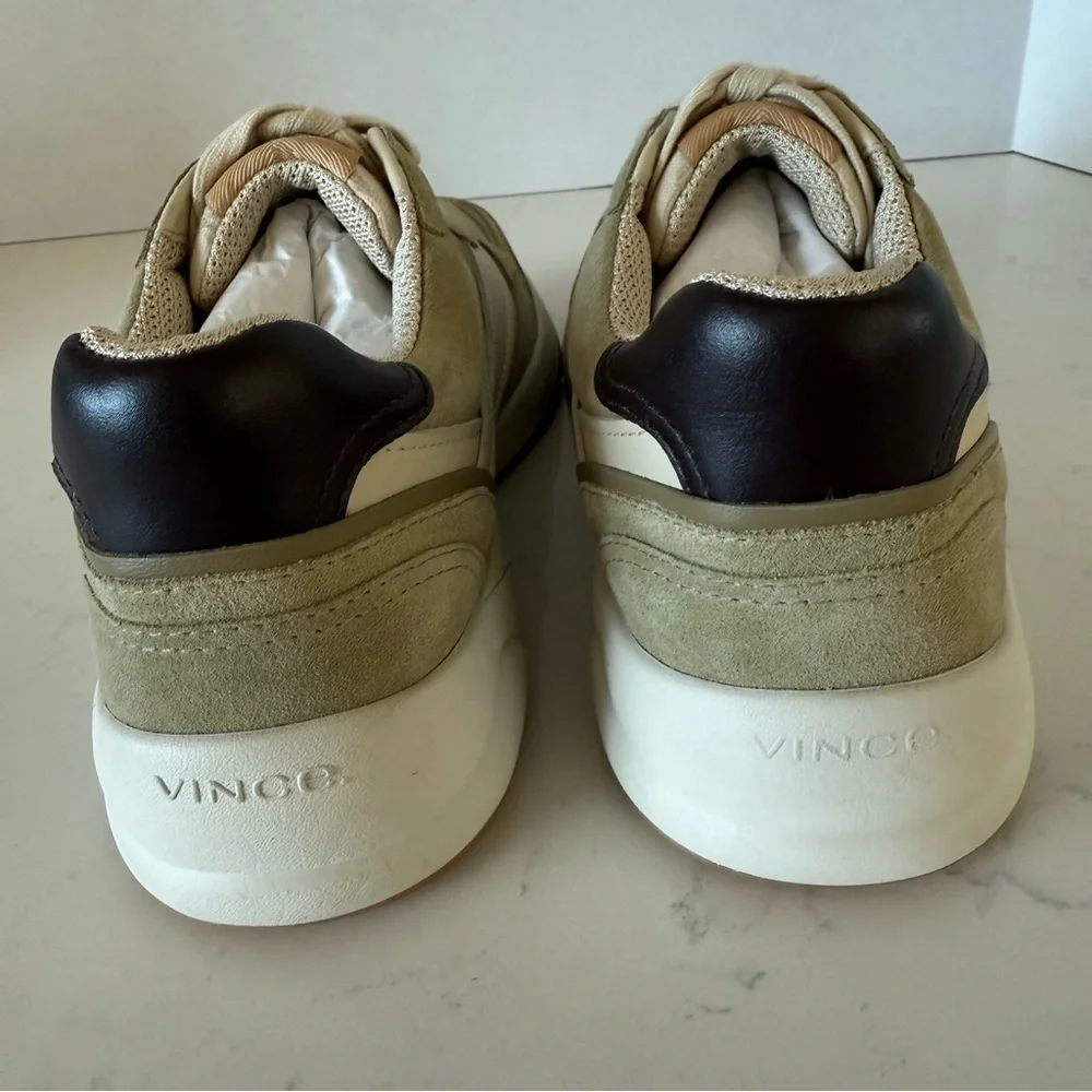 Vince Golden Gate Suede & Leather Runner Sneakers | Flax/Bordeaux | Size 6